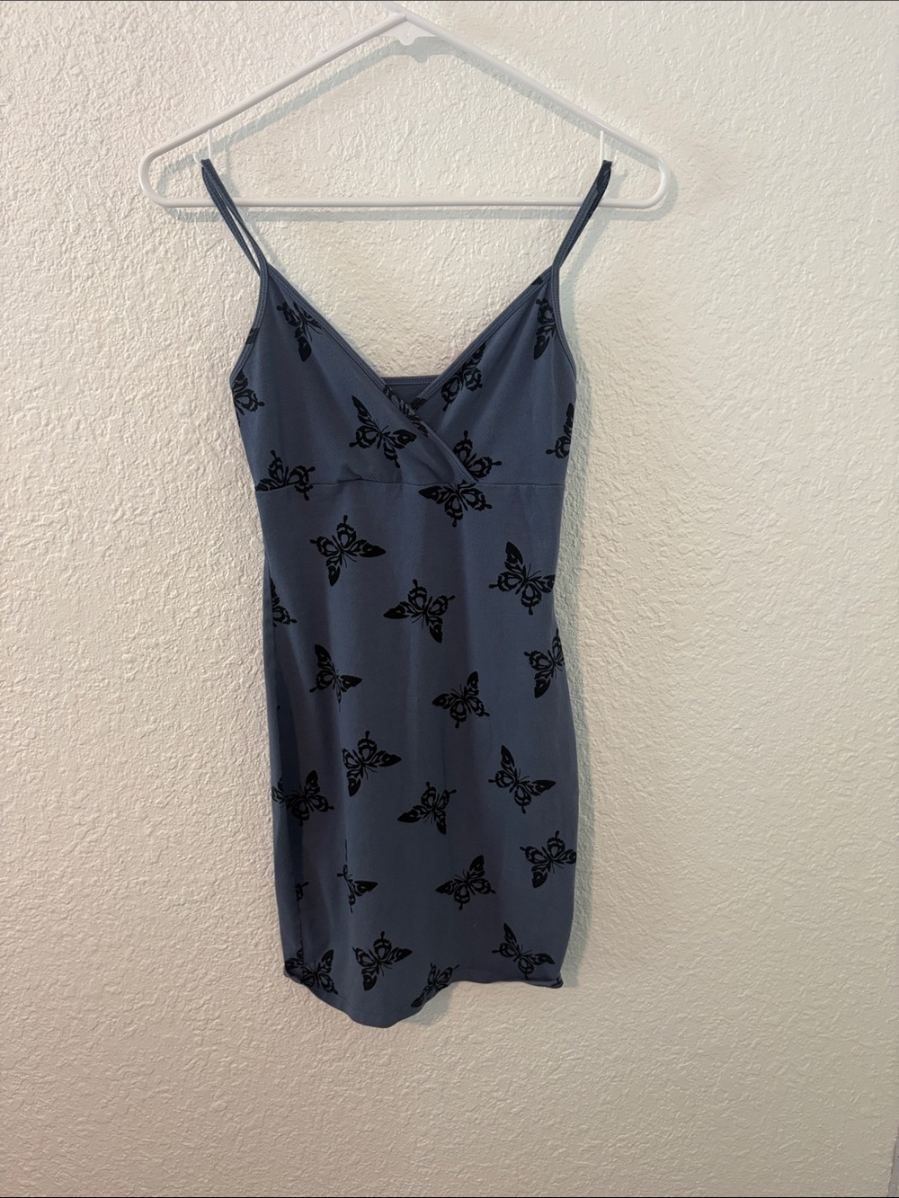 wild fable Blue Mini Dress with Black Butterfly Print